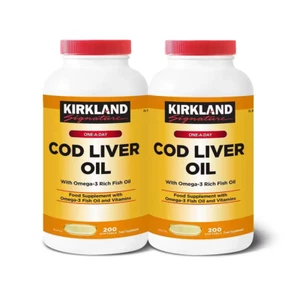 Kirkland Signature Cod Liver Oil+Omega3 Fish 1150mg Vitamin Pack - 200 Softgels - Picture 1 of 7