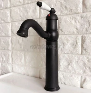 Black Oil Rubbed Brass White Ceramic Lever Kitchen Sink Faucet Mixer Tap mnf369 - Picture 1 of 5