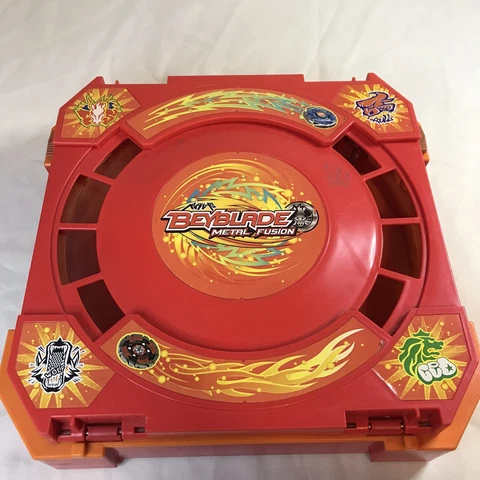 Beyblade Metal Fusion Battle Arena Stadium Folding Travel Case 2010 Orange Red Cover