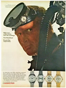 Vintage Print Ad Hamilton Watch Aqua Date Scuba Diver Classic Advertisement - Picture 1 of 1