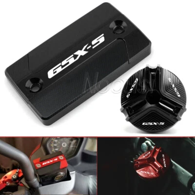 Cubierta de líquido de frenos delantero CNC para SUZUKI GSXS750 y tapón de llenado de aceite de motor Foto 1 de 4