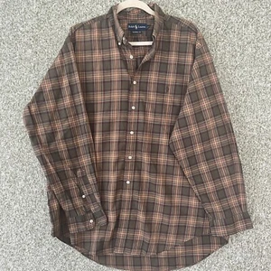 Camisa Ralph Lauren Para Hombre Extra Grande Años 90 Verde Marrón A Cuadros Calce Clásico Abotonada - Imagen 1 de 9