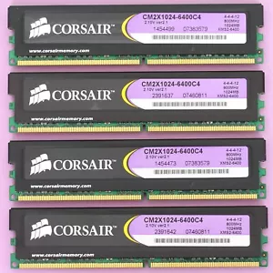 4GB DDR2 RAM (4x1GB) Corsair XMS2 PC2-6400 800Mhz C4 Memory Kit CM2X1024-6400C4 - Picture 1 of 2