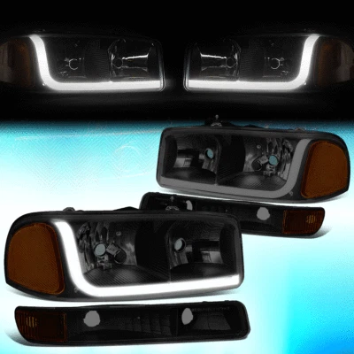 PARA 1999-2007 GMC SIERRA/YUKON LED DRL FAROL ÂMBAR COLORIDO + LÂMPADA DE SINALIZAÇÃO PARA-CHOQUES - Imagem 1 de 4