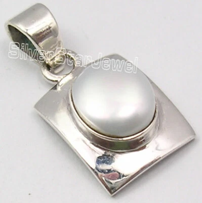 BLITZVERKAUF SCHMUCK | Ovaler Cabochon Perlen Anhänger 925 Silber Modern Damen Schmuck - Bild 1 von 3