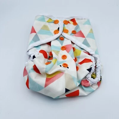 Baby Diaper Cover Adjustable Snap Geometric Print One Size - Image 1 of 4