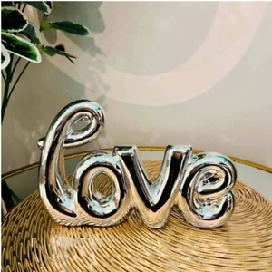 LOVE Letter Sign Centre Piece in Silver Metal for Table Top - Picture 1 of 1