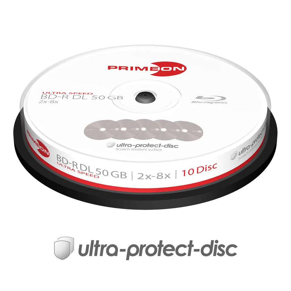 10 x PRIMEON BD-R DL 50GB 8x Blu-ray Rohlinge Spindel ultra-protect-disc Surface - Bild 1 von 1