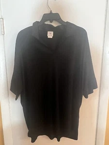 Natori Women’s Blouse S Black Collar V-Neck Satin Trim Short Sleeve - Picture 1 of 7