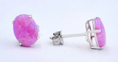 GENUINE 2.06 Cts PINK OPAL STUD EARRINGS 14k GOLD - Free Appraisal - MADE IN USA - Image 1 of 4