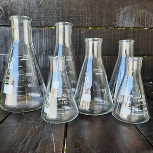 Karter 250, 150, 50ml Scientific Erlenmeyer Flachmann Borosilika​te Glas 6er Set V - Bild 1 von 13