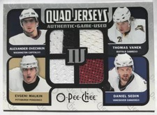 2007 OVECHKIN MALKIN SEDIN Vanek O-PEE-CHEE OPC Materials QUAD Game Used Jersey
