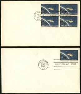 1961 2x #1193 PROJECT MERCURY First Day Covers FDC - Picture 1 of 2