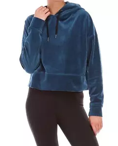 Calvin Klein Womens Performance Velour Cropped Hoodie Size-2XL Color-Eclipse - Picture 1 of 2