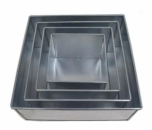 SET OF 4-PIECE SQUARE SHAPE CAKE BAKING PANS BY EUROTINS 6"-12" (5" DEEP) - Picture 1 of 2