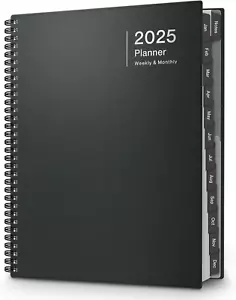 2025 Planner Weekly Monthly, 8.5X11 (Gray), Jan 2025 to Dec 2025 Large Yearly Pl - Picture 1 of 14