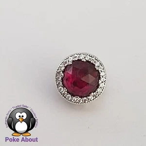 Authentic Pandora Radiant Hearts Red Dark Pink Fusia Crystal CZ Charm 791725 - Picture 1 of 8