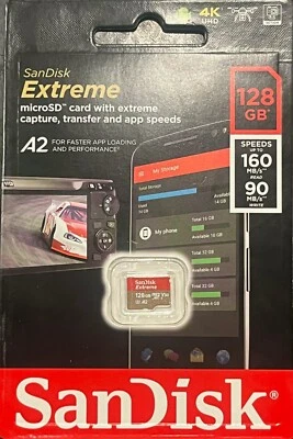 Sandisk 128GB Extreme Micro SD Memory Card SDSQXAA-128G-GN6MN SDXC Class 10 Card - Image 1 of 4