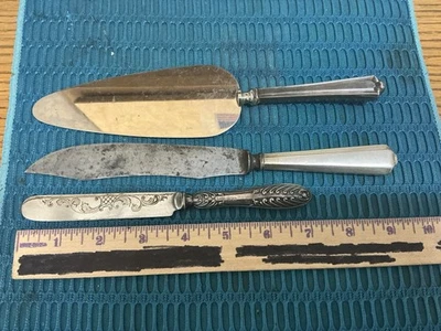 3 - Piezas para servir con mango de ley, 1 pastel, cuchillo de 1 talla, cuchillo en I.  BONITO Foto 1 de 3