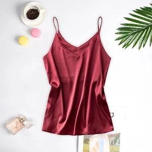 Light Stretch Simulation Silk Satin Camisole Vest for Women Sleeveless - Picture 1 of 8