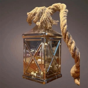 Goldbach - Großes beleuchtetes LED Haus aus Glas mit Jute-Kordel Timer &amp; Fl - Bild 1 von 3