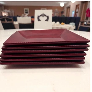 Tabletops Gallery Corsica Plates Set of 6 Square Red 10" Dinnerware - Picture 1 of 4