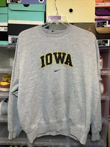 Vintage Nike Iowa Hawkeyes Sweatshirt Herren M grau Pullover Center Swoosh Y2K - Bild 1 von 9