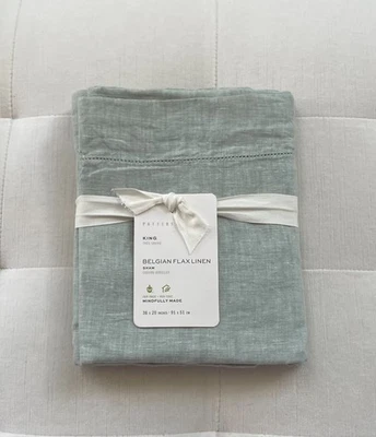 Pottery Barn БЕЛЬГИЙСКОЕ ЛЬНЯНОЕ БЕЛЬЕ King Sham ~один ~ минеральный синий новый с Ярлыками - Изображение 1 из 2