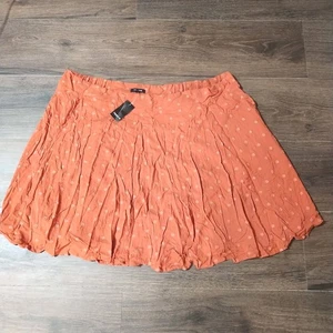Torrid Midi Rock Größe 4 4x Orange Boho Pullon Blumen Kunstknopf fließend Herbst - Bild 1 von 16