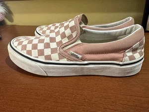 Vans Pink Checkerboard  Slipon Sneakers Women’s Size 9 Mens 7.5 - Picture 1 of 10
