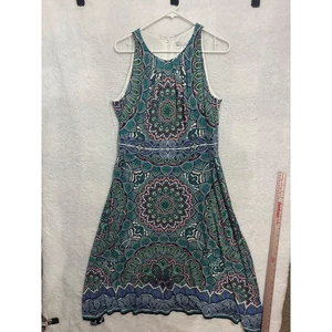 London Times Women's Sleeveless Green Blue Paisley Print Dress Size 12 - Picture 1 of 5