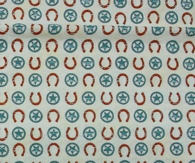 Moda Home On the Range Cream Red Horseshoes Stars Deb Strain BTHalf Y #4 - Image 1 of 4
