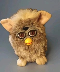 Vintage 1998 Tiger Furby hellbraun und mattiert braun mit braunen Augen funktioniert super! - Bild 1 von 7