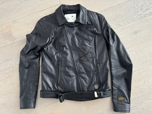 Womens G-star black leather biker jacket size small - Picture 1 of 11