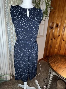 NEW Ann Taylor Navy Blue White Polka Dots Size M Stretch NWT - Picture 1 of 7