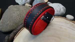 Black & Red leather bracelets - Personalize leather braided unisex bracelet