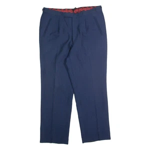 Pantalón chino plisado vintage para hombre azul regular recto años 90 W34 L28 - Imagen 1 de 6