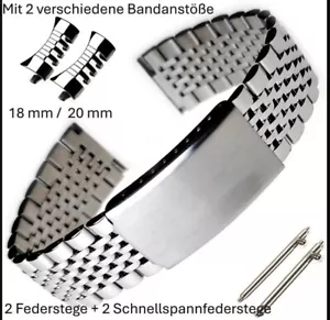 Universal Uhrenarmband Ersatzband Edelstahlband Armbanduhr Herrenuhr 18, 20 mm - Bild 1 von 8