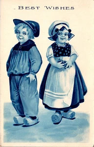 Dutch Children BEST WISHES Postcard - Picture 1 of 2