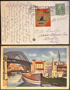 US #632 w Vermilion Centennial 1937 seal on Cleveland Ohio Post Card (no.23) *d - Picture 1 of 3