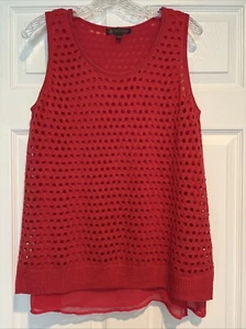 Outback Deep Coral red knit Tank top Dress Shirt with sheer lining XL - Picture 1 of 3