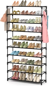 Scarpiera a 10 Ripiani, Scaffale Portascarpe in Metallo per 50 Paia Di Scarpe, S - Foto 1 di 12