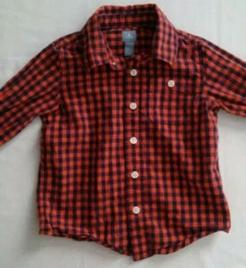 BABY GAP BOYS TODDLER BLUE / ORANGE PLAID CHECK BUTTON DOWN COTTON SHIRT 4 YEARS - Picture 1 of 7
