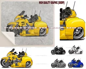 DigiRods Gold Wing Trike GL 1800 Model Cartoon Motorcycle Sherpa Fleece Blanket - Picture 1 of 7