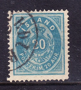 ICELAND 1891 20a greenish blue - perf 14 x 131/2 - superb used SG22b. Cat £50 - Picture 1 of 2