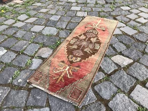 Turkish Vintage Small Rug Handmade Wool Bohemian Bath Mat Rug Traditional Rug - Picture 1 of 10