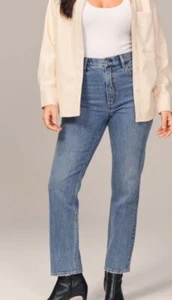 Pantalones de mezclilla Abercrombie Fitch para mujer talla 34/18 S tiro alto tobillo curva recta amor - Imagen 1 de 17