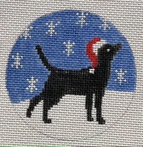 Black Lab Christmas Ornament Hand Painted Needlepoint Canvas - Picture 1 of 1