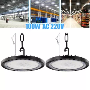 2 Pack 100W UFO LED High Bay Light Warehouse Lighting GYM Lights Work Lamp 220V - Picture 1 of 10