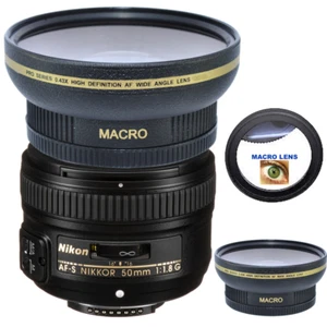 58mm ULTRA WIDE ANGLE MACRO HD 16K LENS FOR Nikon AF-S NIKKOR 50mm f/1.8G Lens - Picture 1 of 8
